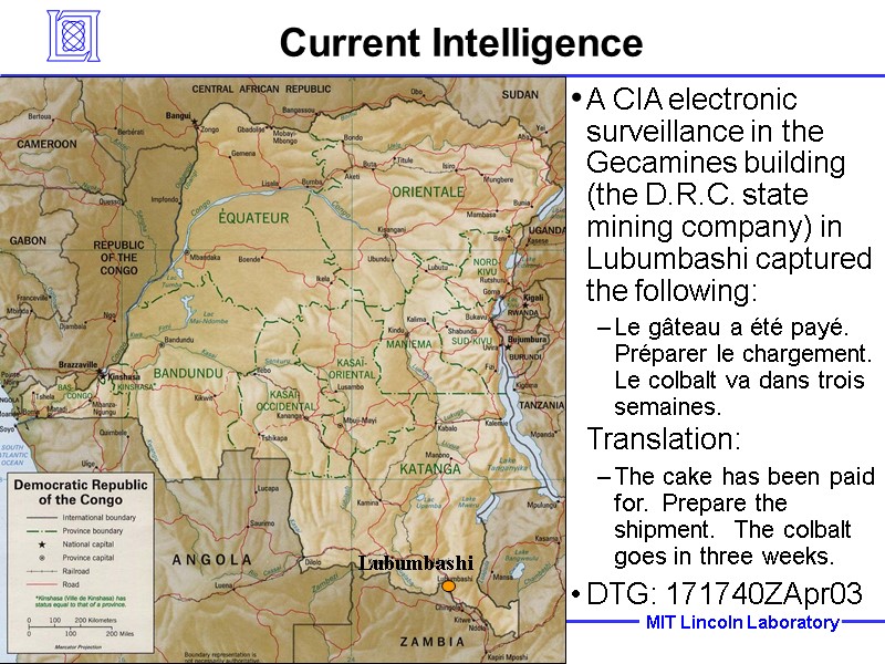 Current Intelligence A CIA electronic surveillance in the Gecamines building (the D.R.C. state mining